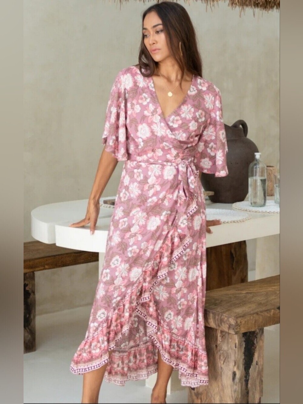 The Fox And The Mermaid Jodoh Wrap Maxi In Cerise, VGUC, Size S/M